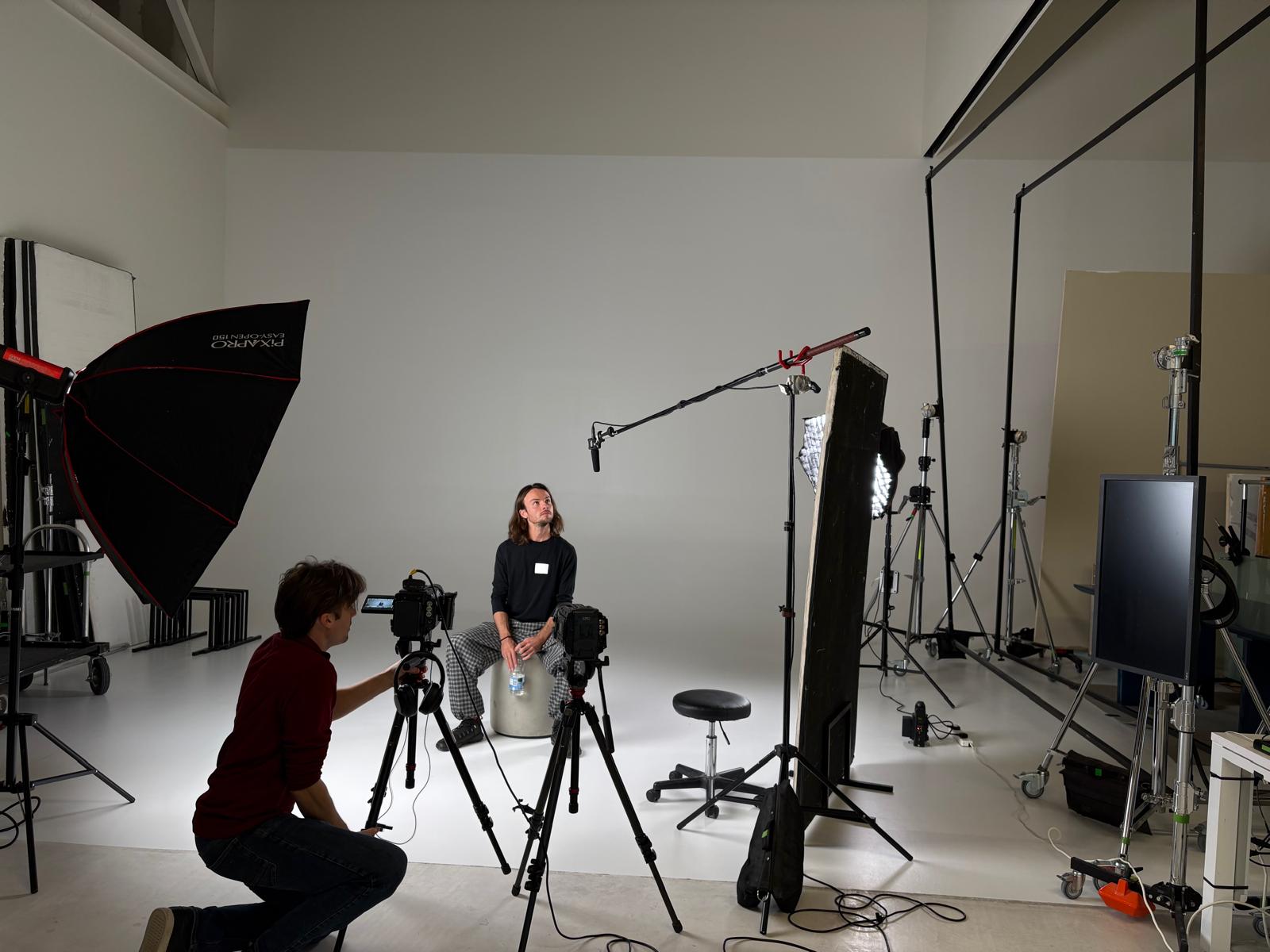Aadarsha in the studio during an interview shoot with the Film Punks crew