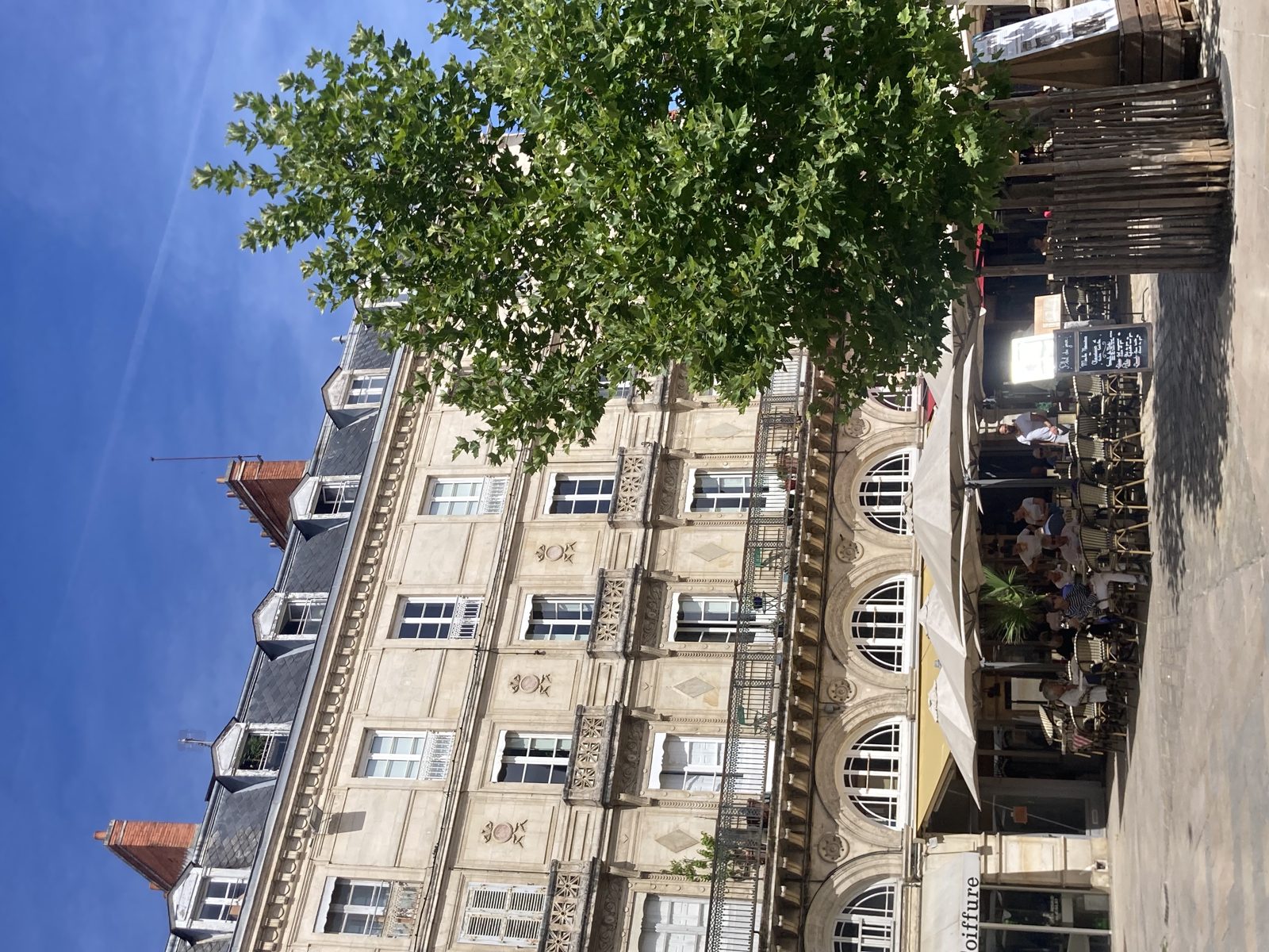 A sunlit square in La Rochelle
